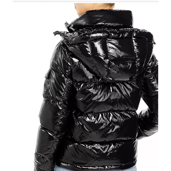 ❤️ Bloomingdale’s Aqua Lacquer Ella Down Puffer Onyx Jacket - ❤️ - Picture 3 of 8